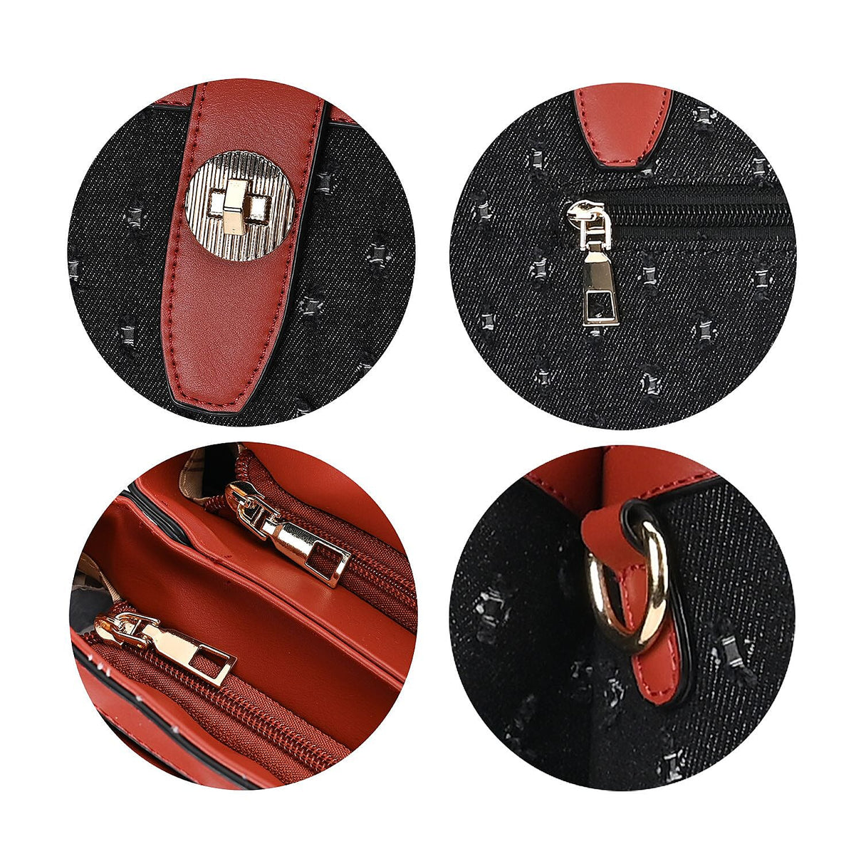 Dot Pattern Crossbody Bag With 2 Exterior Zipper Pockets &amp; Handle Drop - Black 7567680 6