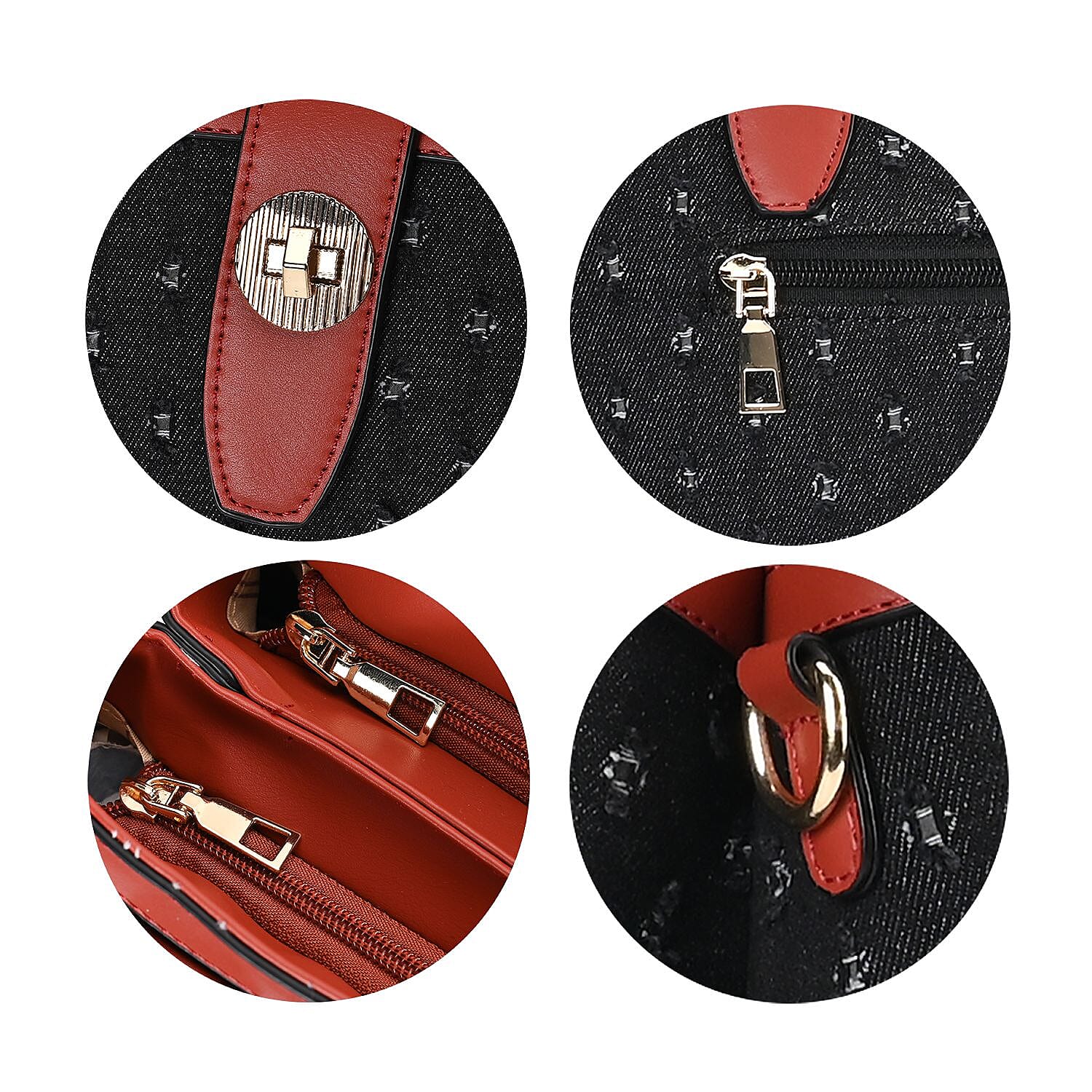 Dot Pattern Crossbody Bag With 2 Exterior Zipper Pockets &amp; Handle Drop - Black 7567680 6