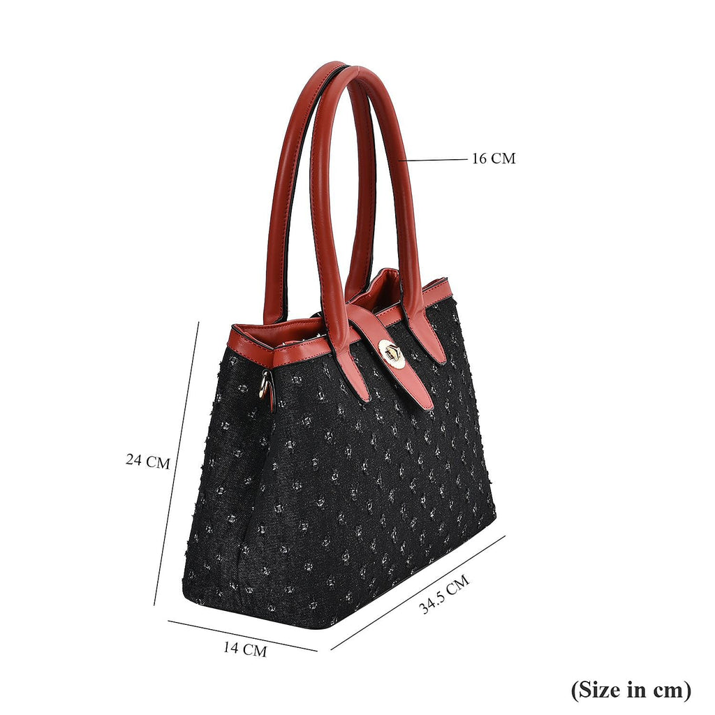 Dot Pattern Crossbody Bag With 2 Exterior Zipper Pockets - Handle Drop - Black