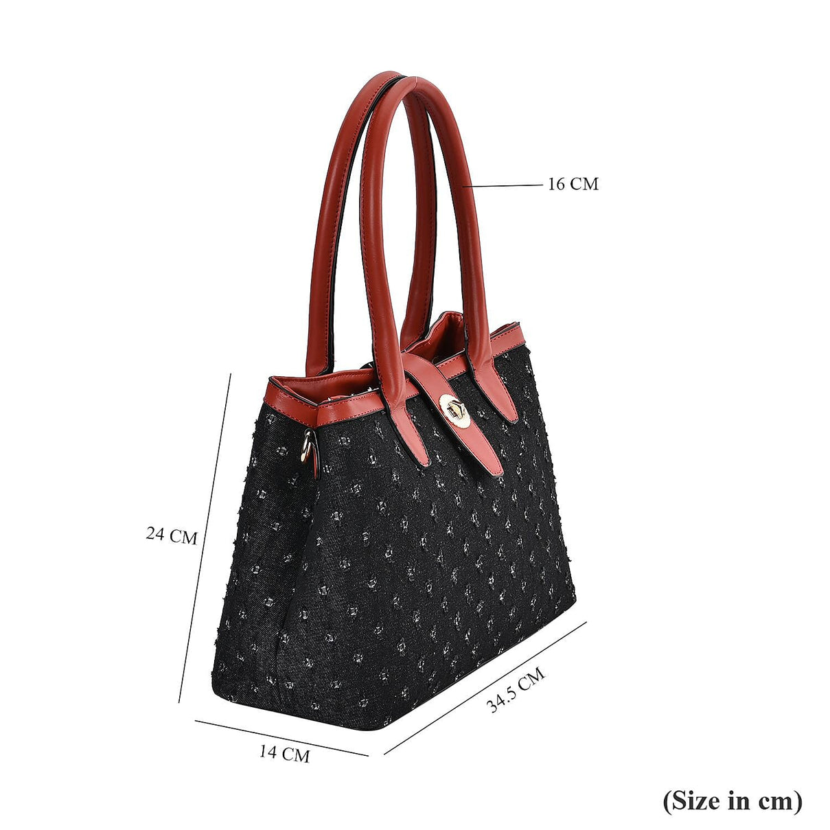Dot Pattern Crossbody Bag With 2 Exterior Zipper Pockets &amp; Handle Drop - Black 7567680 7