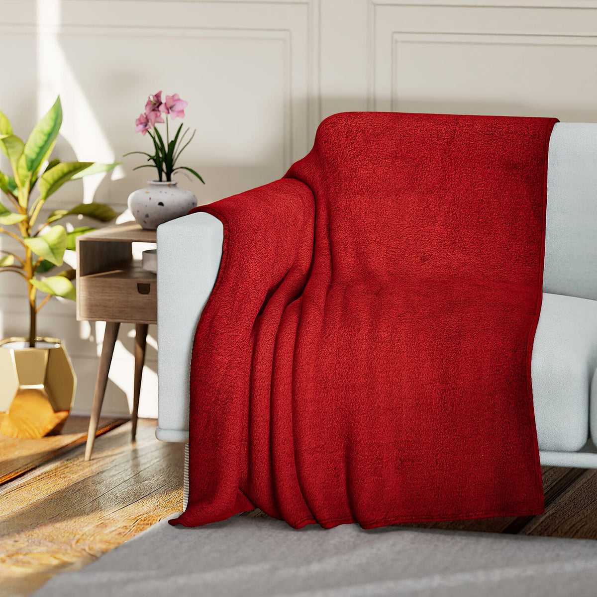 Double Sided Sherpa Luxe Blanket (200x150 cm) - Red 7581477 0