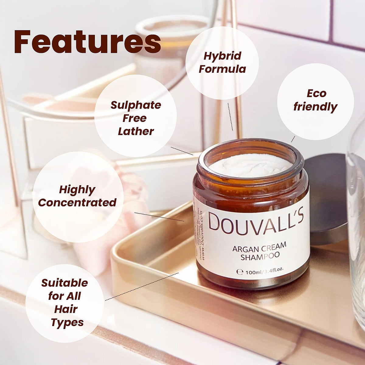 Douvall's Argan Hybrid Cream Shampoo for Hair - 100ml 7970461 3