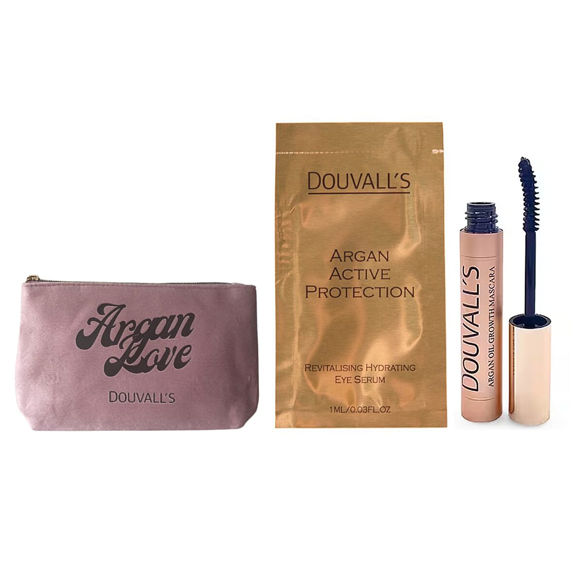 Douvalls Eyelash Growth Mascara, Eye Serum Sachet &amp; a Pink Cosmetic Bag Bundle 8094856 0