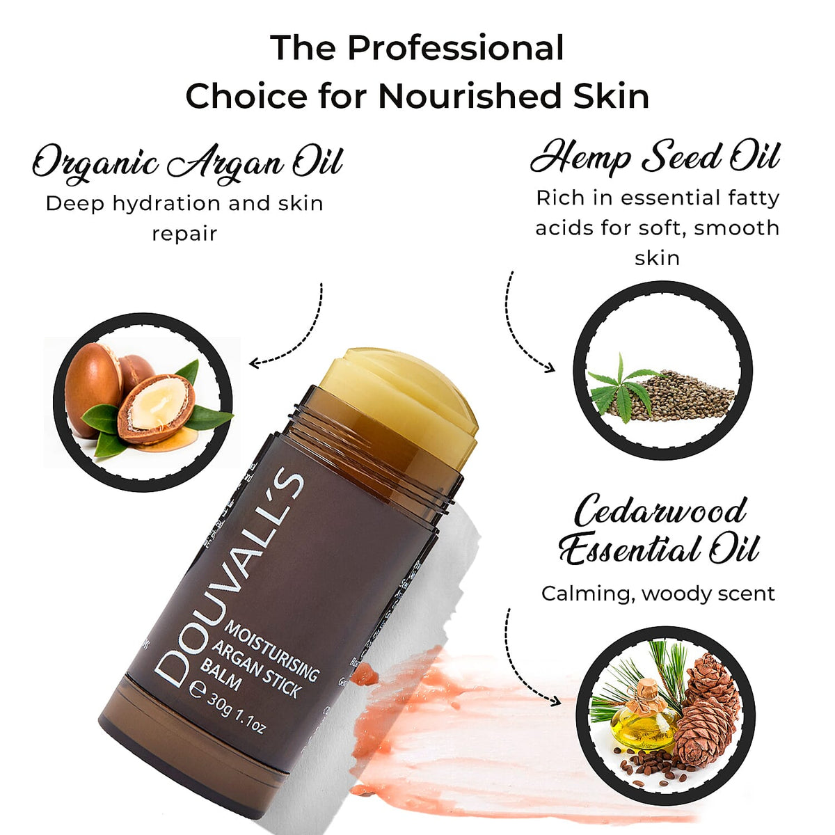 Douvalls - Moisturising Argan Stick Balm 30g - Hemp and Cedar 7515361 5