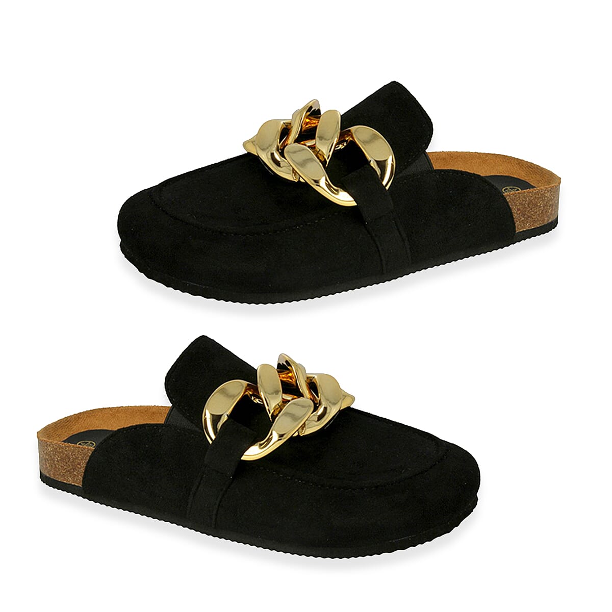Down To Earth Ladies Footbed Flat Sandal With Chunky Gold Chain 8267023 0