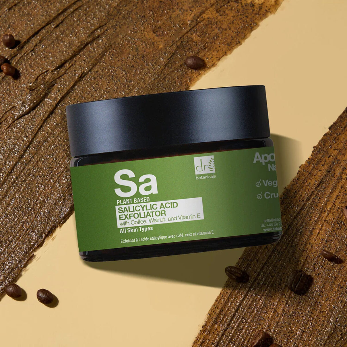 Dr Botanicals Smoothing Exfoliator with Salicylic Acid Exfoliator with Coffee, Walnut &amp; Vitamin E - 60ml 8498614 1