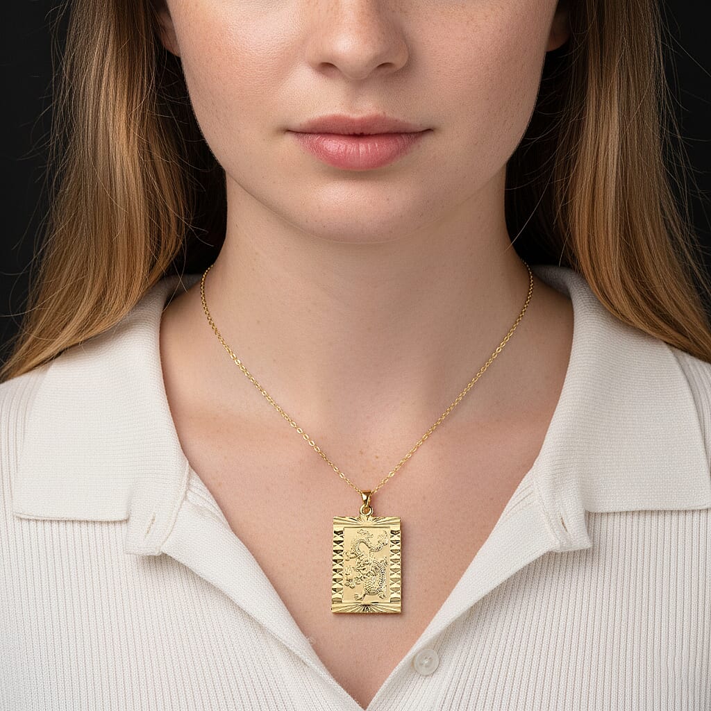 Dragon Emblem Necklace (Size - 20-2 Ext) in Yellow Gold Tone 8561230 2