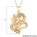 Dragon Pendant with Chain (Size 17 - 1.5 Ext) in Yellow Gold Plated