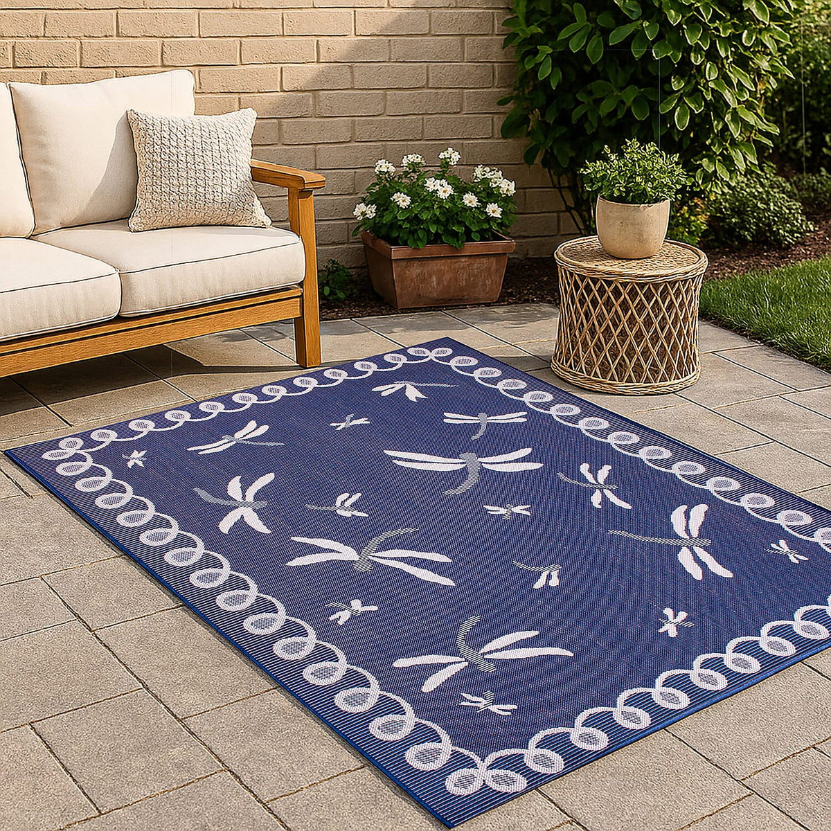 Dragonfly Woven Outdoor Rug Blue (Size 120x170) 7798654 0