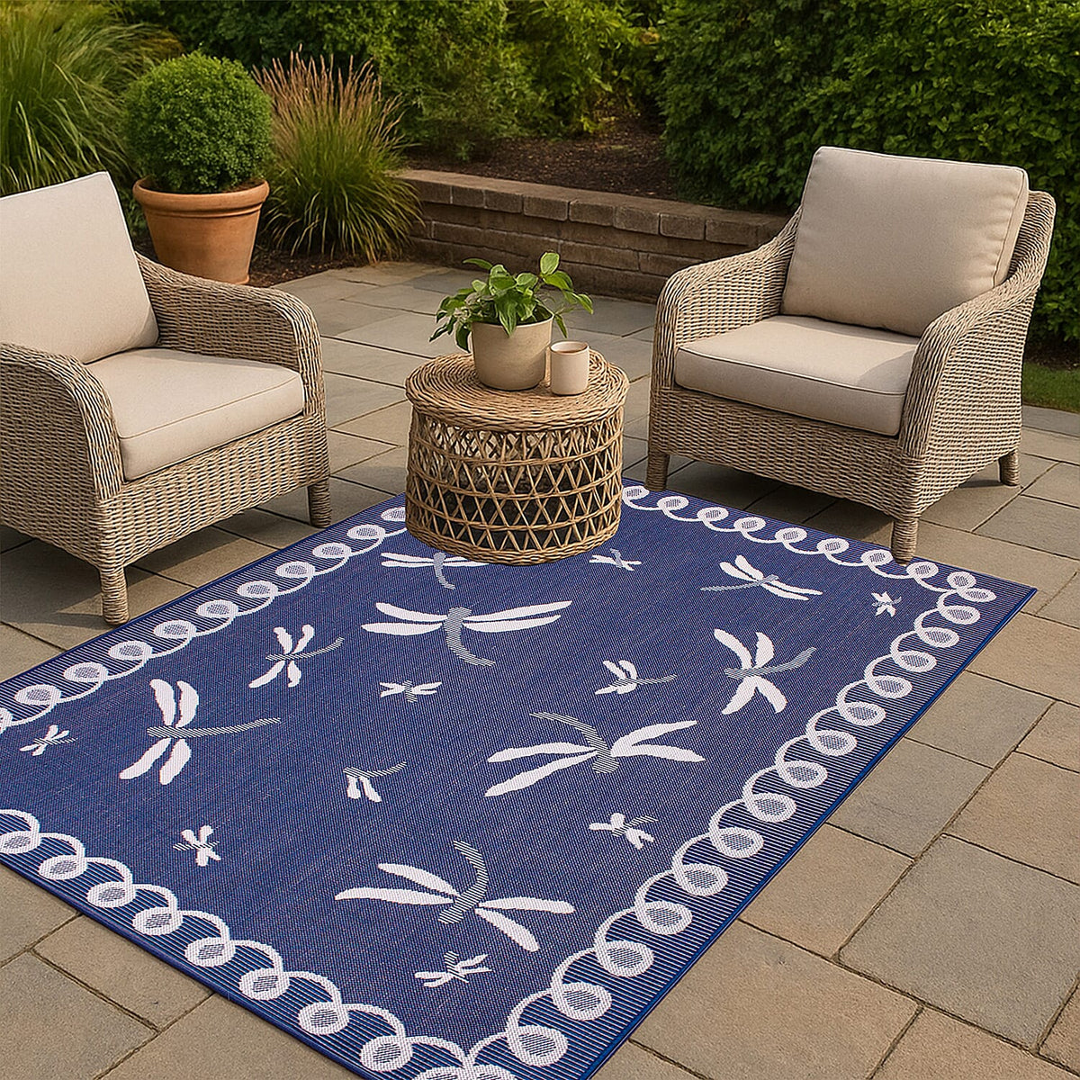 Dragonfly Woven Outdoor Rug Blue (Size 120x170) 7798654 1