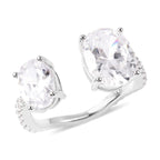 Simulated Diamond Ring in Rhodium Overlay Sterling Silver