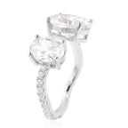 Simulated Diamond Ring in Rhodium Overlay Sterling Silver