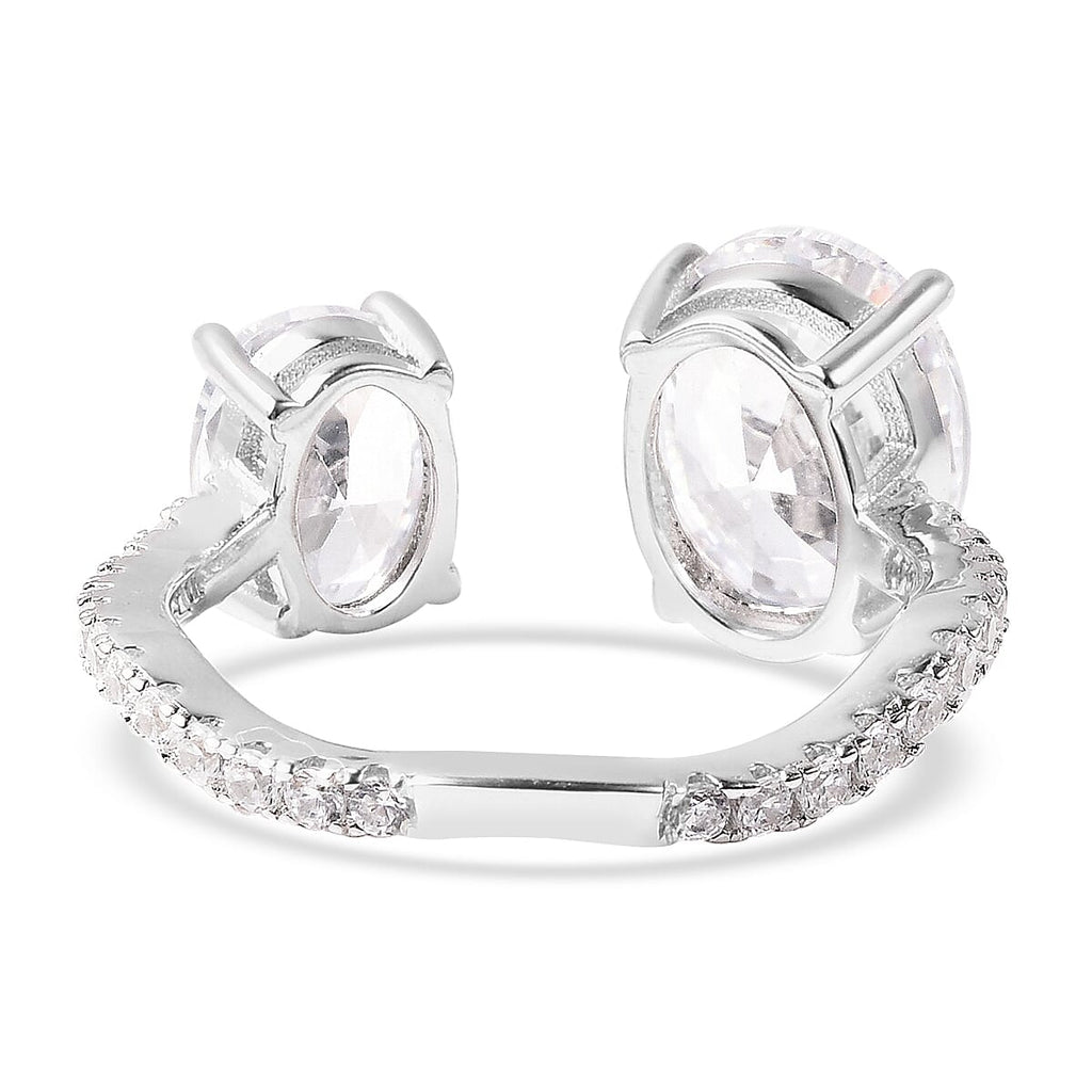 Simulated Diamond Ring in Rhodium Overlay Sterling Silver