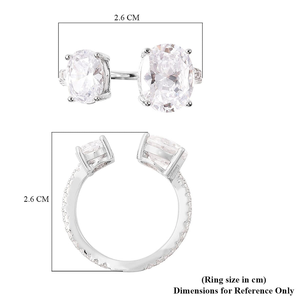 Simulated Diamond Ring in Rhodium Overlay Sterling Silver