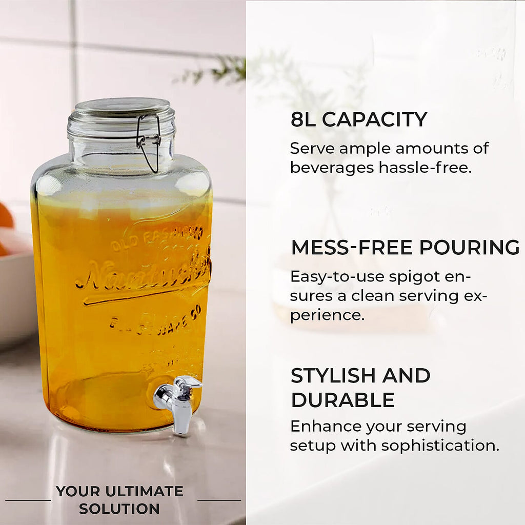 Drink Dispenser Jar with 8L Capacity (Size 36x21x21 cm)