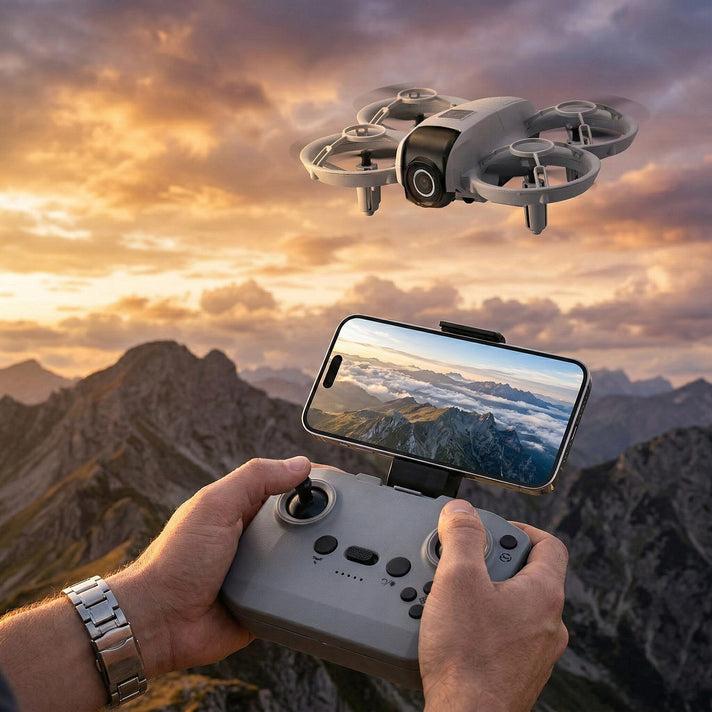 Mini Aerial Drone with Dual-Camera &amp; Obstacle Avoidance for Indoor, Outdoor Flying - Grey V32369427 2
