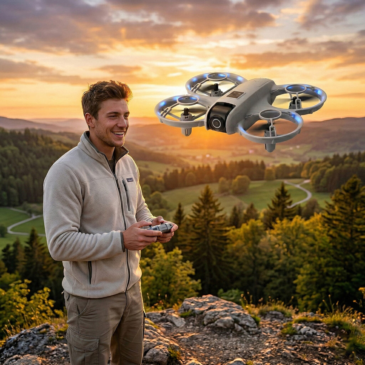 Mini Aerial Drone with Dual-Camera &amp; Obstacle Avoidance for Indoor, Outdoor Flying - Grey V32529801 3