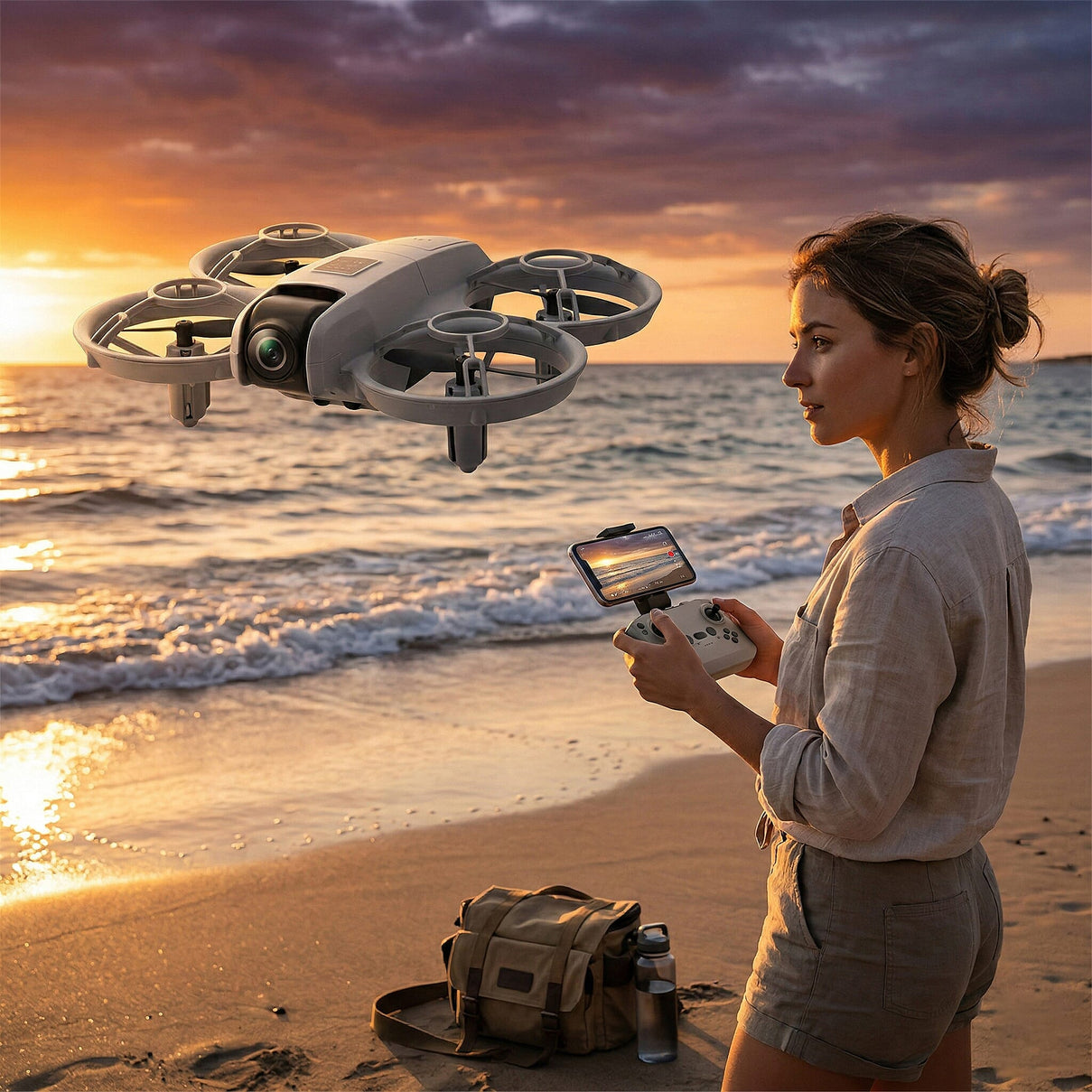 Mini Aerial Drone with Dual-Camera &amp; Obstacle Avoidance for Indoor, Outdoor Flying - Grey V32529801 5