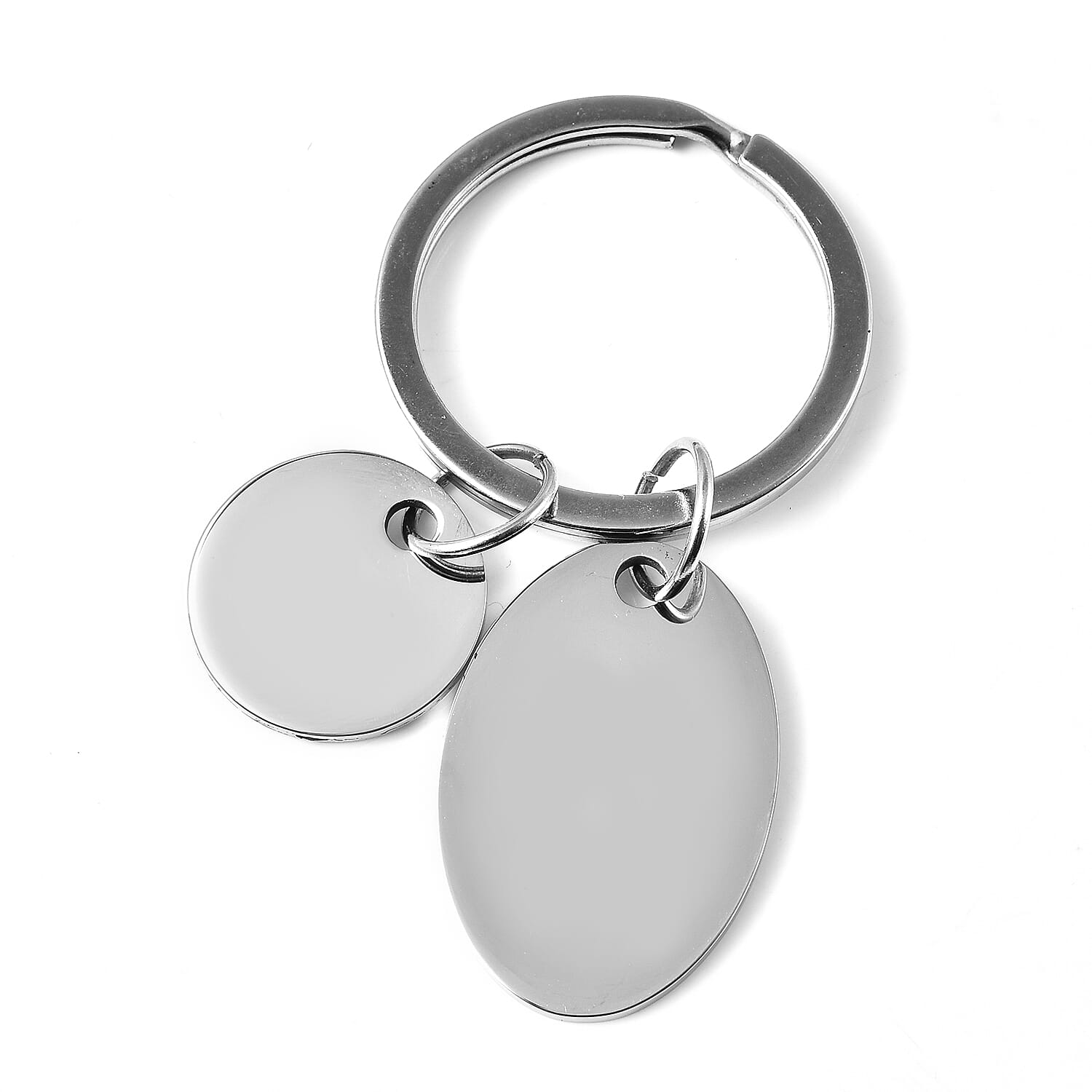 Dual Oval Shape Keychain with Quote in Silver Tone 6239151 2