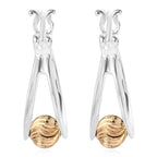 Platinum & Yellow Gold Overlay Sterling Silver Earrings (with Clasp)