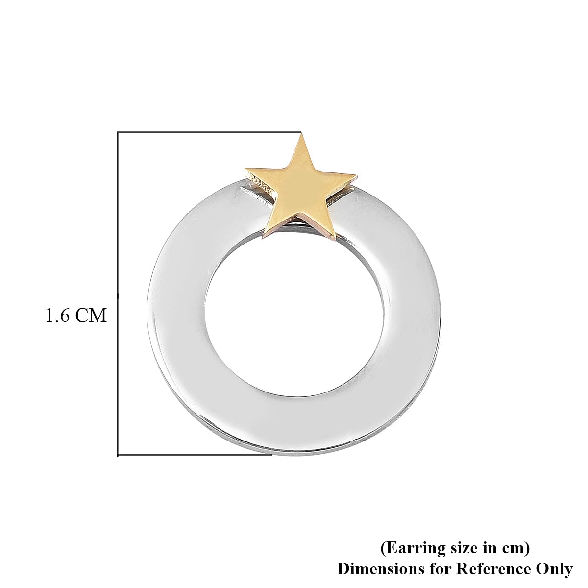 Dual Tone Round and Star Charm Earrings with Push Backs in Yellow and White Gold Tone 6368949 4