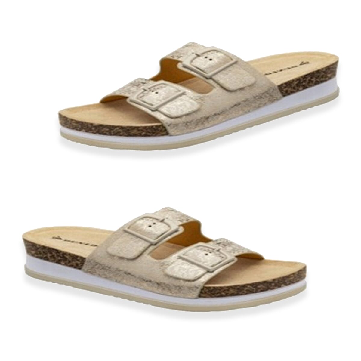 Dunlop Fern Open Toe Double Buckle Slide Mule Sandals (Size 3) - Gold 8563188 0