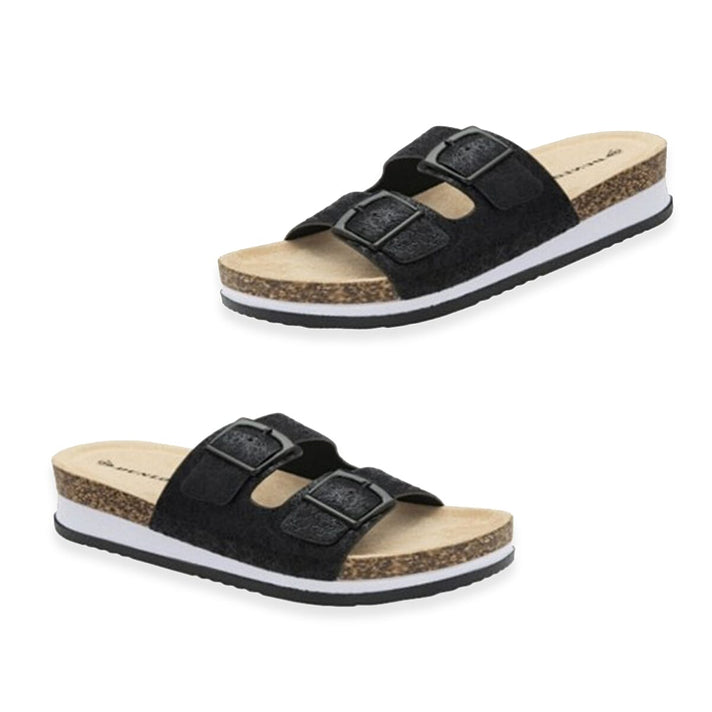 Dunlop Fern Open Toe Double Buckle Slide Mule Sandals (Size 6) - Gold 8563196 1