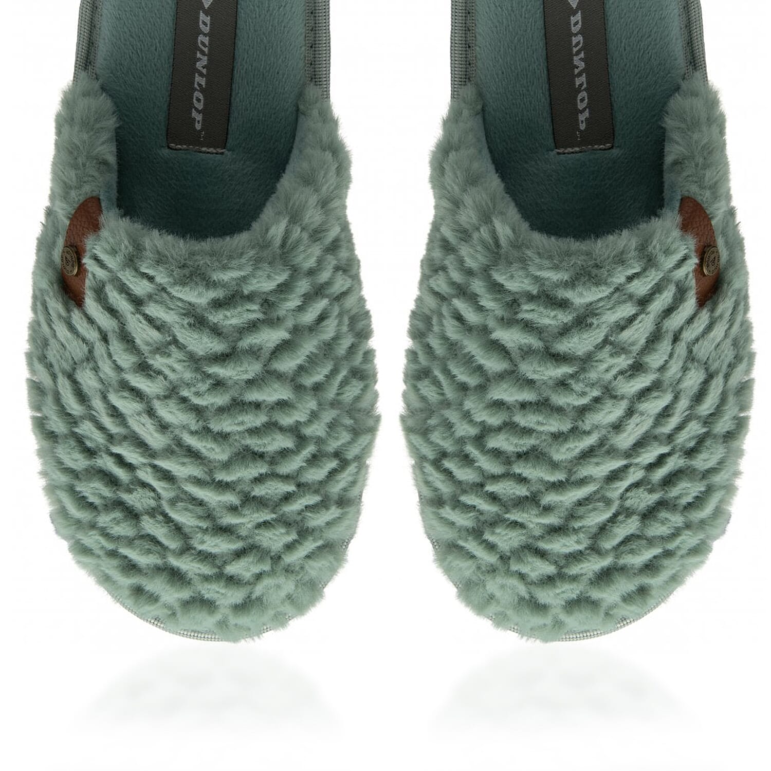Dunlop Iris Textured Faux Fur Mule Slippers (Size 3) - Green 8283699 3