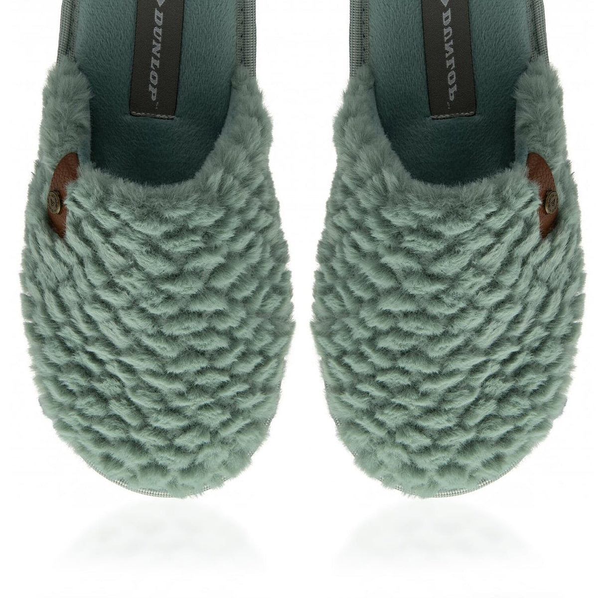 Dunlop Iris Textured Faux Fur Mule Slippers (Size 4) - Green 8283700 3