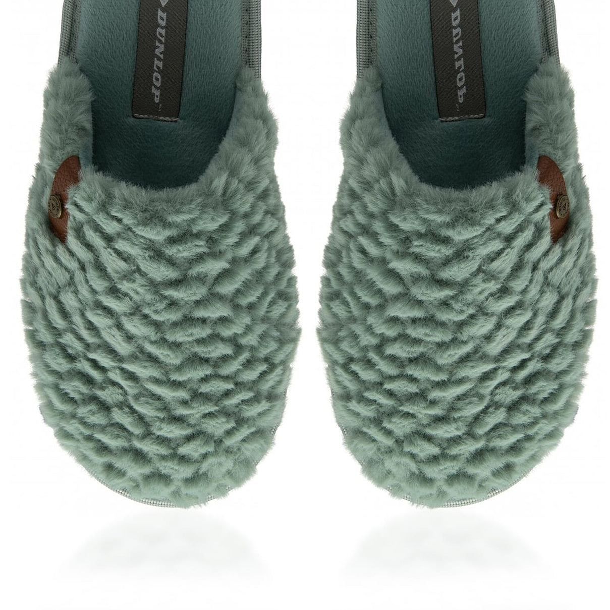 Dunlop Iris Textured Faux Fur Mule Slippers (Size 7) - Green 8283703 3