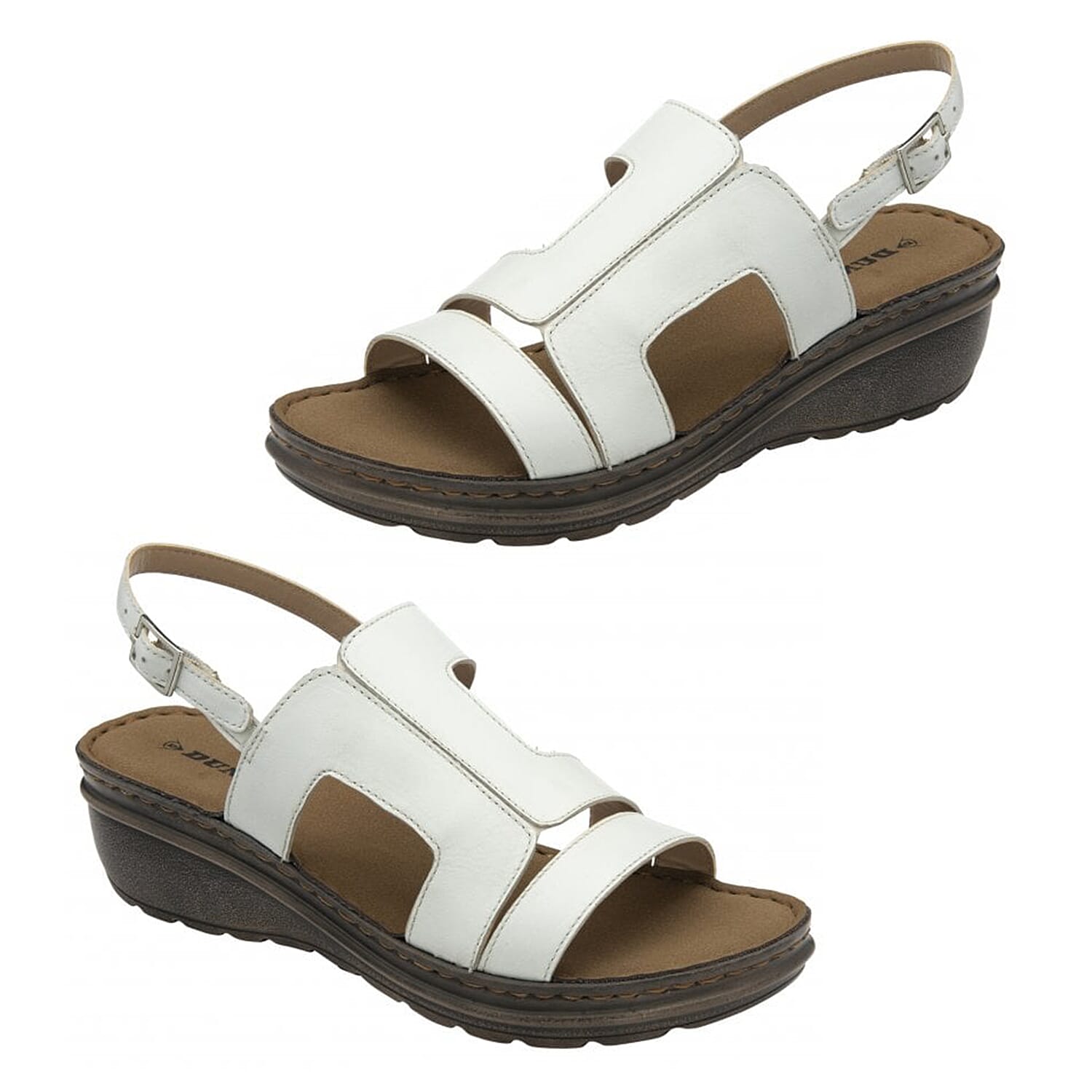 Dunlop Women's Blair Leather Wedge Open - Toe Sandal (Size 3) - White 8244245 0