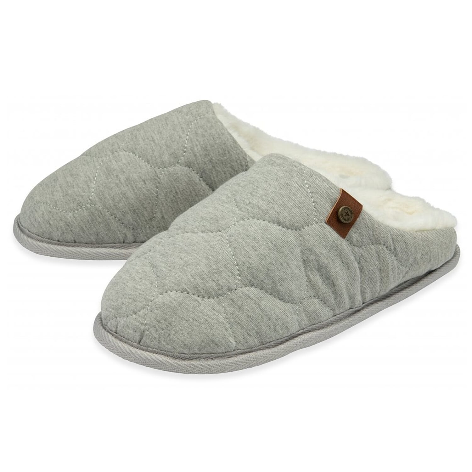 Dunlop Luxurious Uma Fleece Lined Mule Slippers (Size 4) - Grey 8283667 1