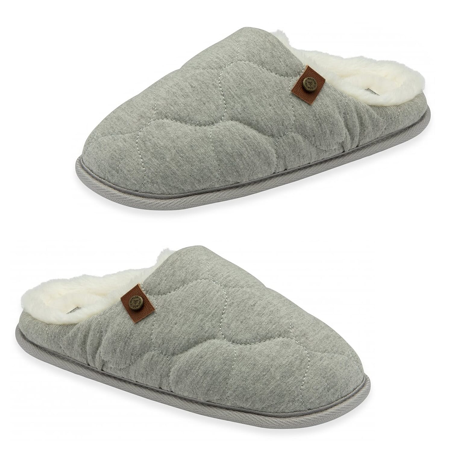 Dunlop Luxurious Uma Fleece Lined Mule Slippers (Size 7) - Grey 8283670 0