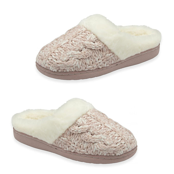 Dunlop Maeve Knitted Mule Slipper (Size 3) - Pink 8283465 1