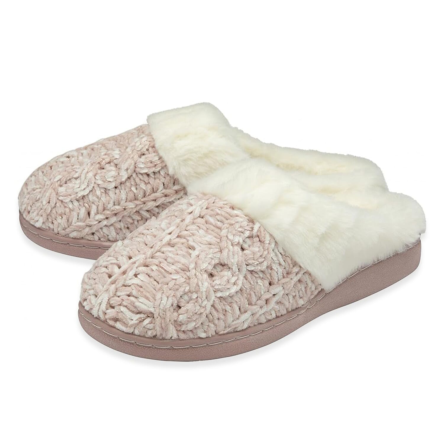 Dunlop Maeve Knitted Mule Slipper (Size 4) - Pink 8283466 1