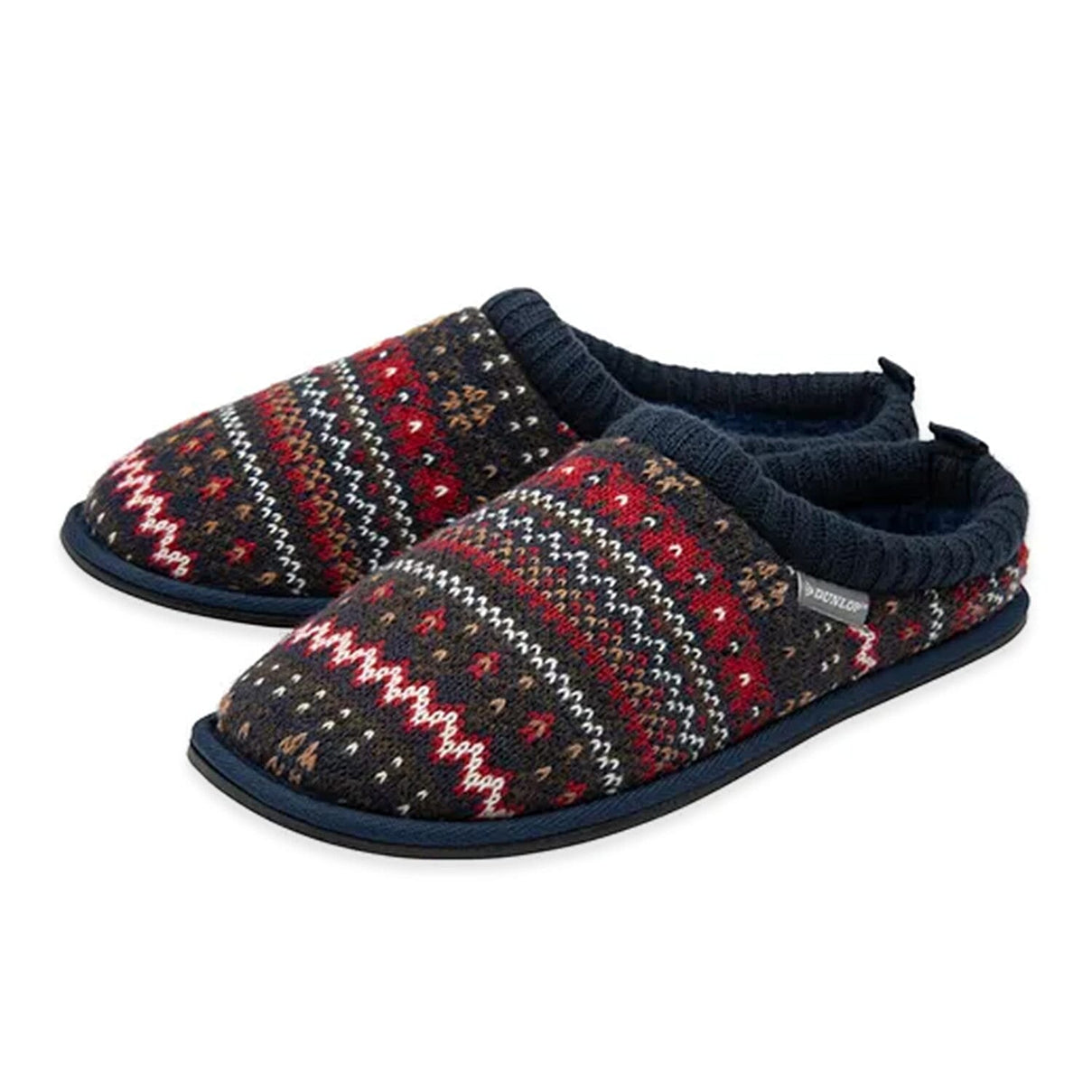 Dunlop Mens Truman Fair Isle Knit Mule Slippers Slipper (Size 10) - Navy &amp; Red 8305584 2