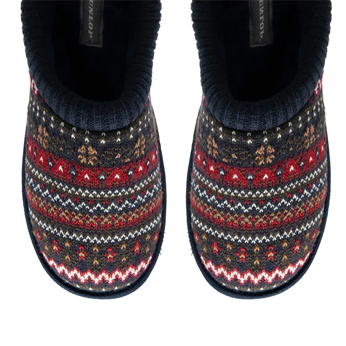 Dunlop Mens Truman Fair Isle Knit Mule Slippers Slipper (Size 10) - Navy &amp; Red 8305584 4