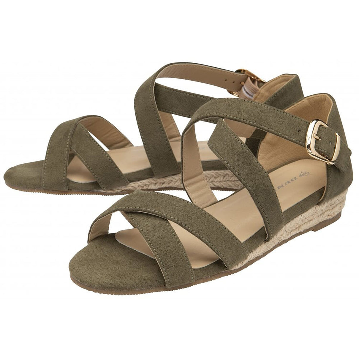 Dunlop Microfibre Portia Wedge Open Toe Sandal (Size 3) - Khaki 7774892 0
