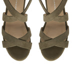 Dunlop Microfibre Portia Wedge Open Toe Sandal (Size 3) - Khaki