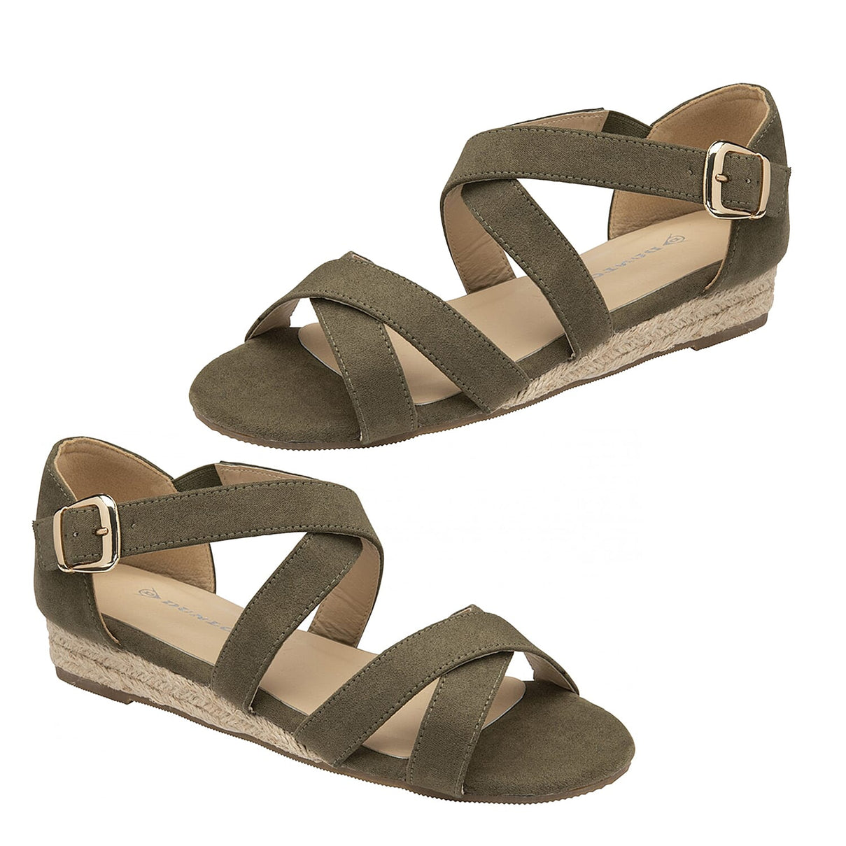 Dunlop Microfibre Portia Wedge Open Toe Sandal (Size 3) - Khaki 7774892 2