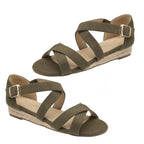 Dunlop Microfibre Portia Wedge Open Toe Sandal (Size 3) - Khaki