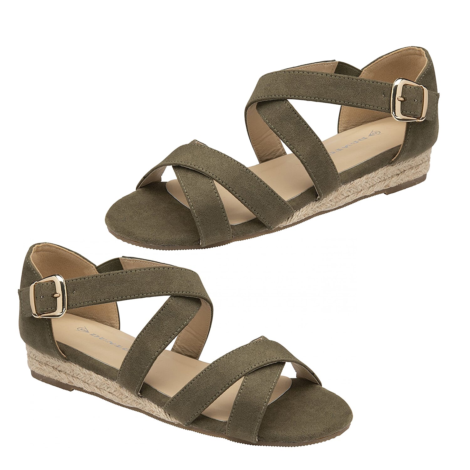 Dunlop Microfibre Portia Wedge Open Toe Sandal (Size 3) - Khaki 7774892 2