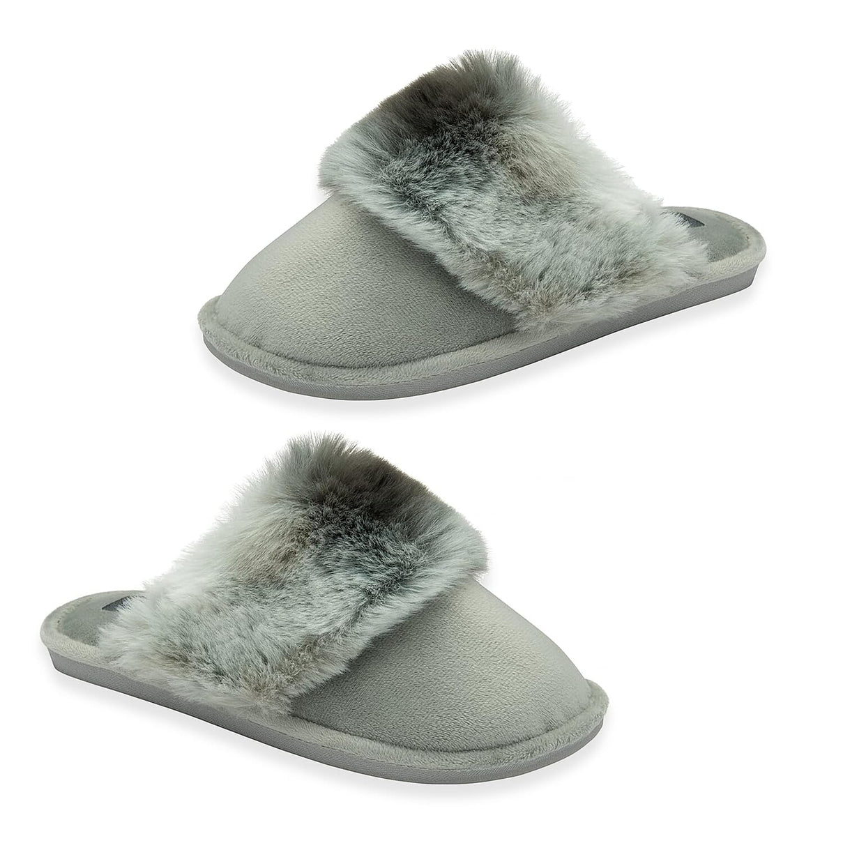 Dunlop Romily Plush Velour Upper Mule Slippers (Size 3) - Grey 8283634 0