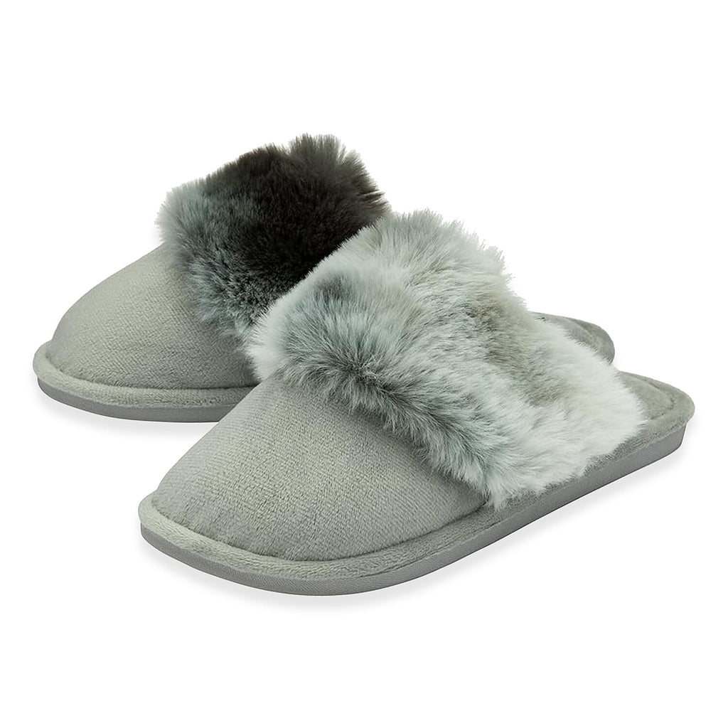 Dunlop Romily Plush Velour Upper Mule Slippers (Size 5) - Grey