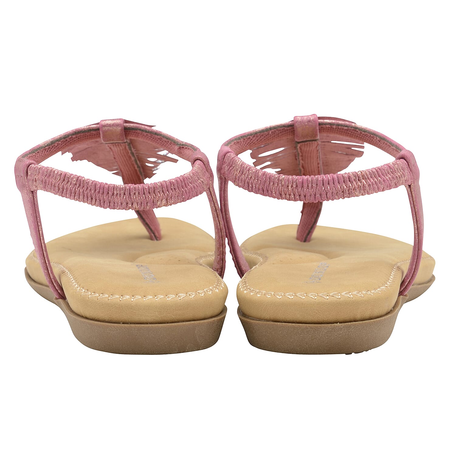 Dunlop Rue Open Toe Sandal With Leaf Detailing and Elasticated Sling Back - Rose 7128840 1