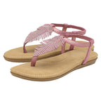 Dunlop Rue Open Toe Sandal With Leaf Detailing and Elasticated Sling Back (Size 4) - Rose
