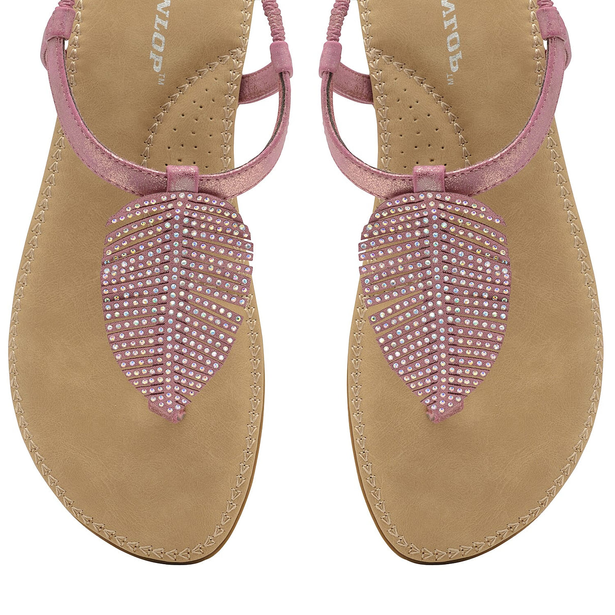 Dunlop Rue Open Toe Sandal With Leaf Detailing and Elasticated Sling Back - Rose 7128840 3