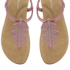 Dunlop Rue Open Toe Sandal With Leaf Detailing and Elasticated Sling Back (Size 4) - Rose