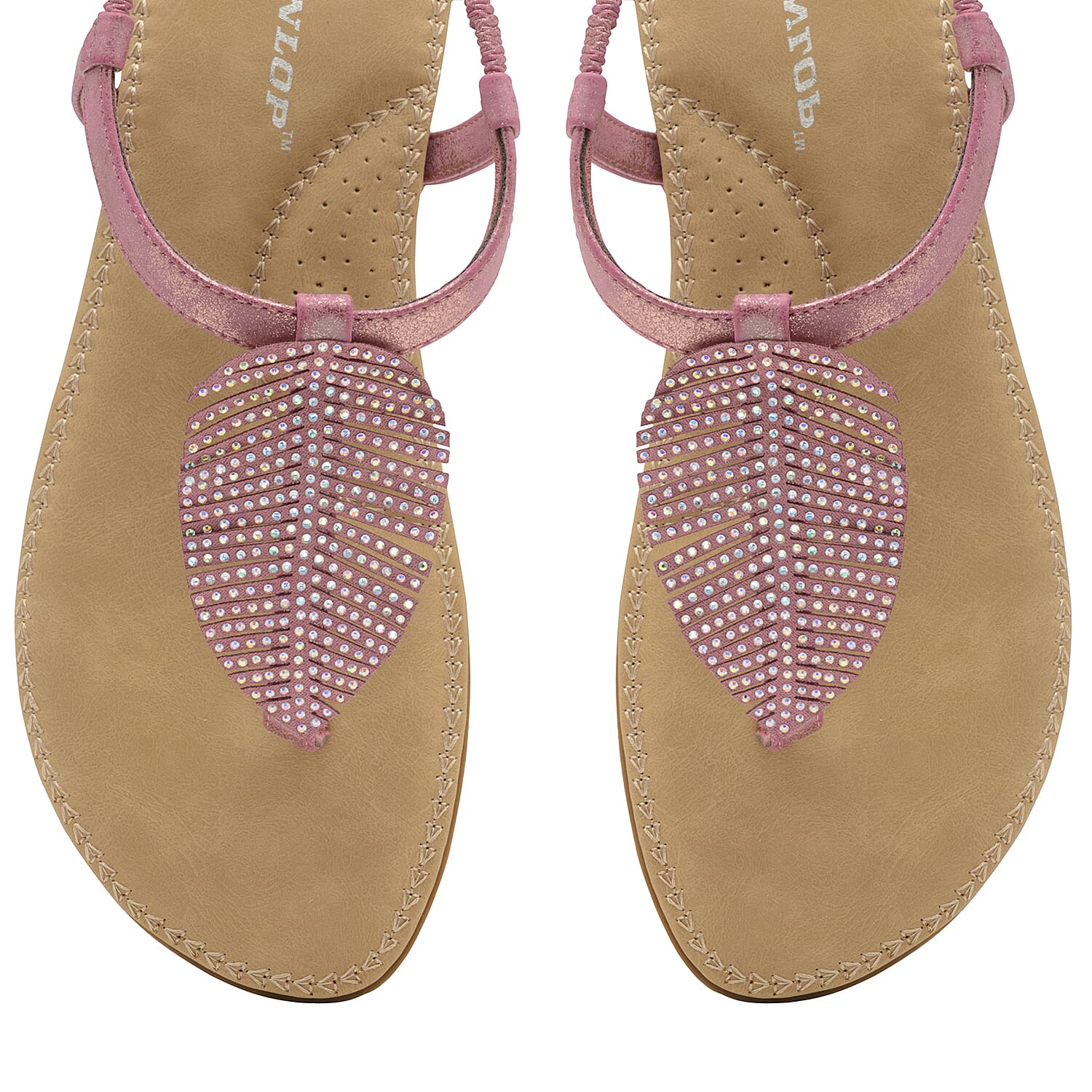 Dunlop Rue Open Toe Sandal With Leaf Detailing and Elasticated Sling Back - Rose 7128840 3