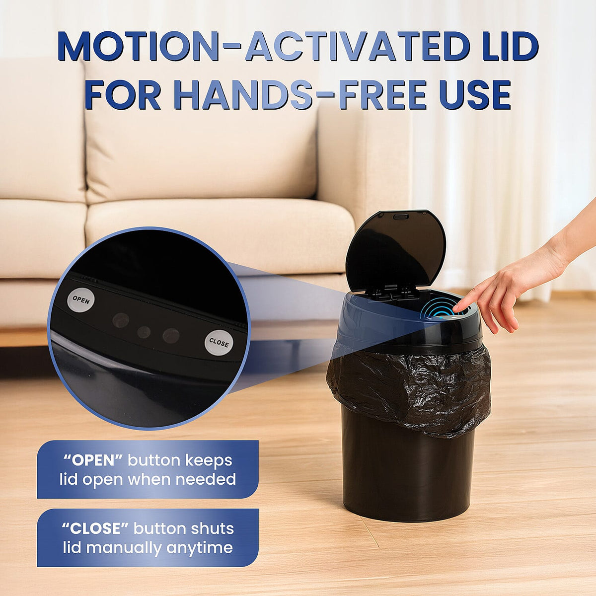 Touchless Sensor Trash Bin 10L with Auto Lid &amp; Bag Holder (10L) 8050406 3